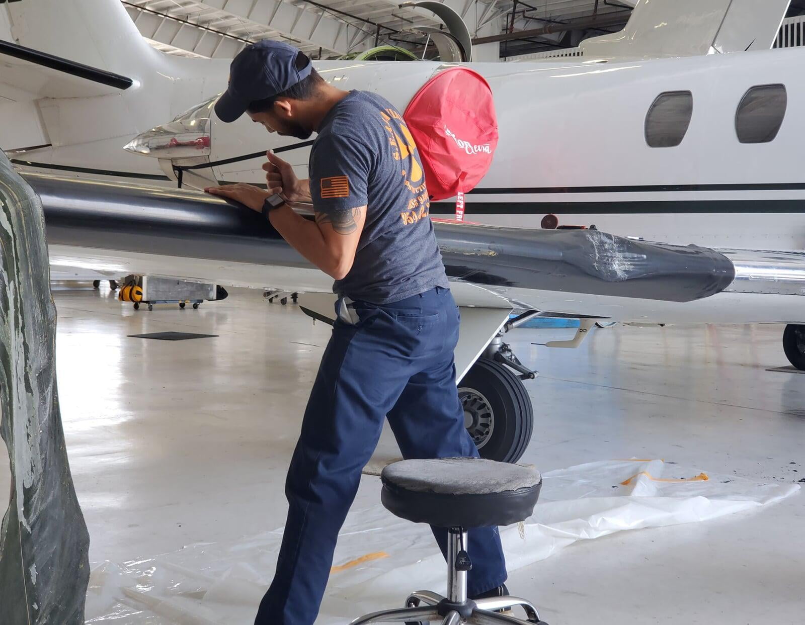 Citation 560 wing repair after a bird strike