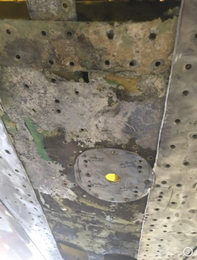 Citation fuselage skin corrosion