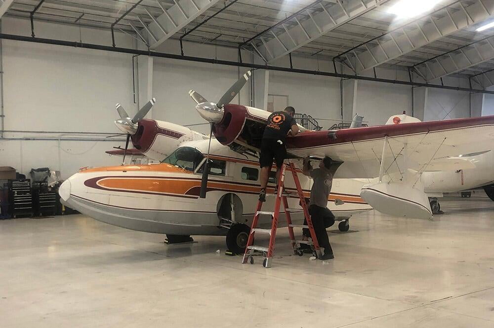 Repairing fuel leaks on a Grumman G-44 Widgeon