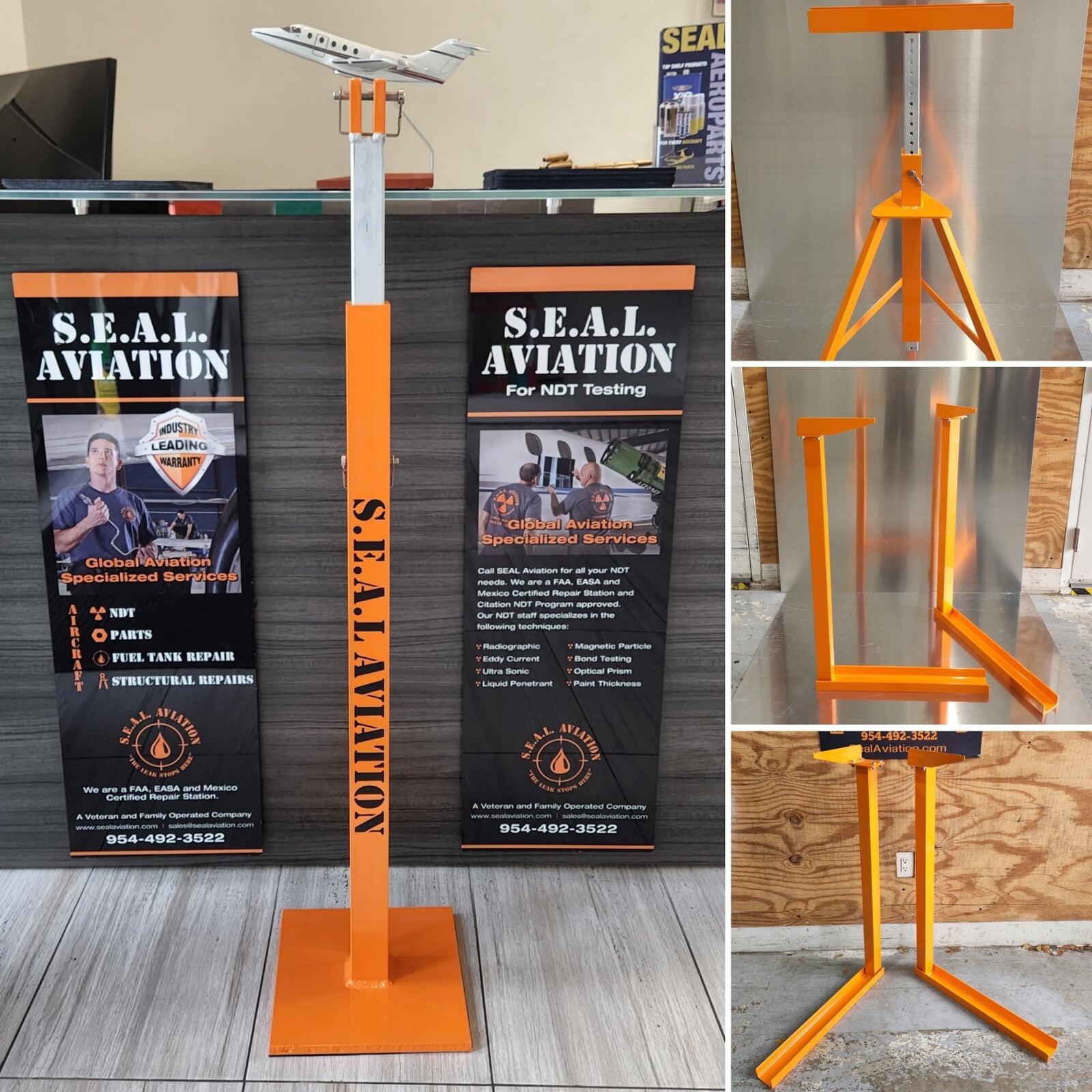 Tail stands and knife stands with removable heads for different attachments