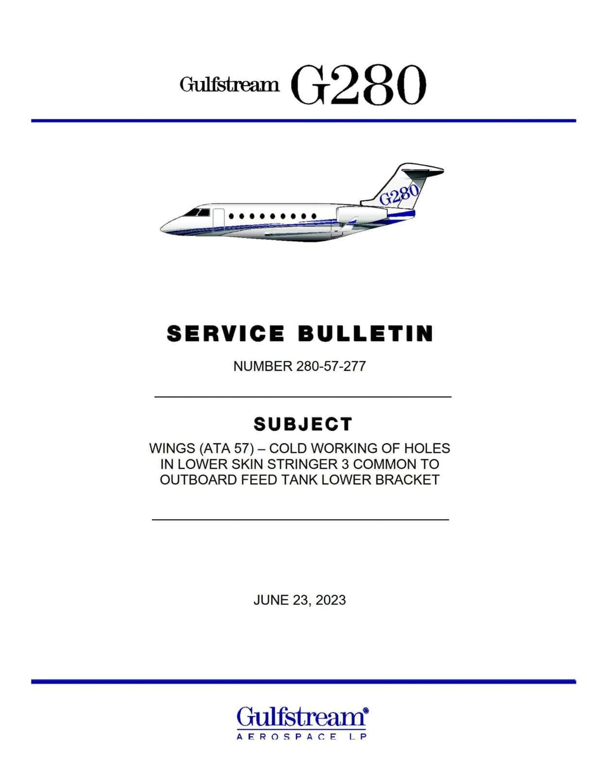 Gulfstream G280 Service Bulletin Due to 'Insufficiently Fatigue Resistant Design'